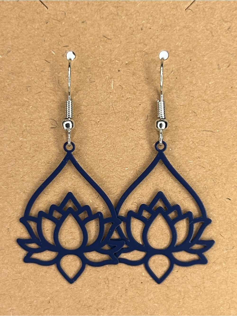 Filigree Blue Lotus Drop Earrings Fashion Jewelry - Picture 4 of 4